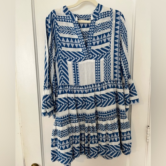 Em Créme Blue & White dress size S - Picture 1 of 5